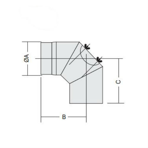 Rörböj Kaminexperten 90 Böj 150