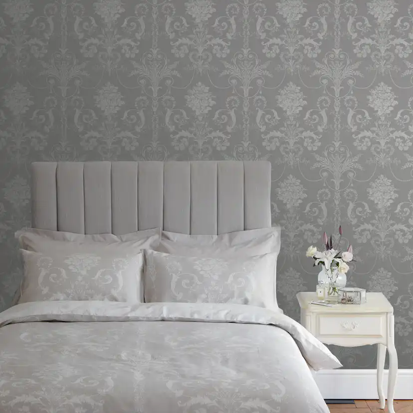 Tapet Laura Ashley Josette Steel 113383 EasyUp, Mönstrad