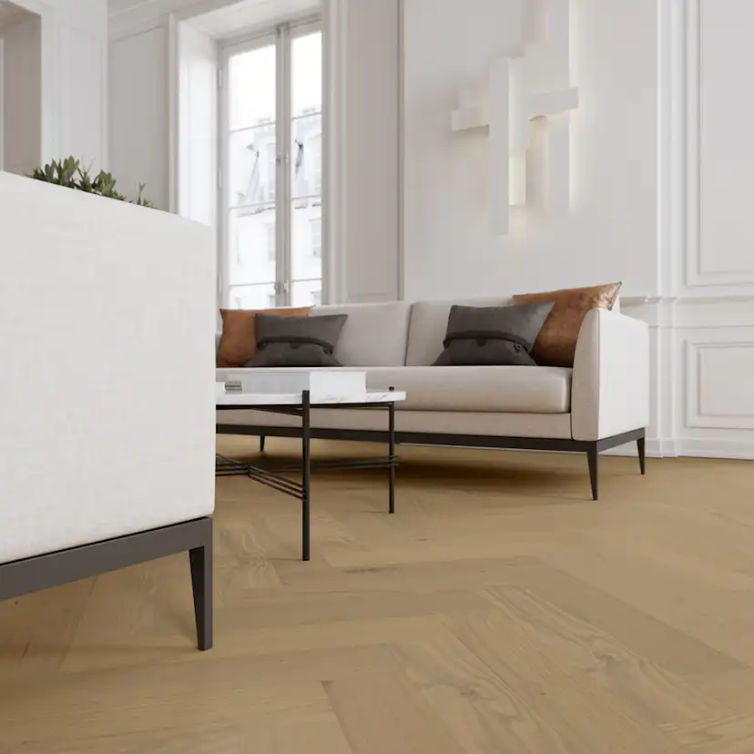 Fiskbensparkett Moland Super Ek Herringbone Brisbane White Oak