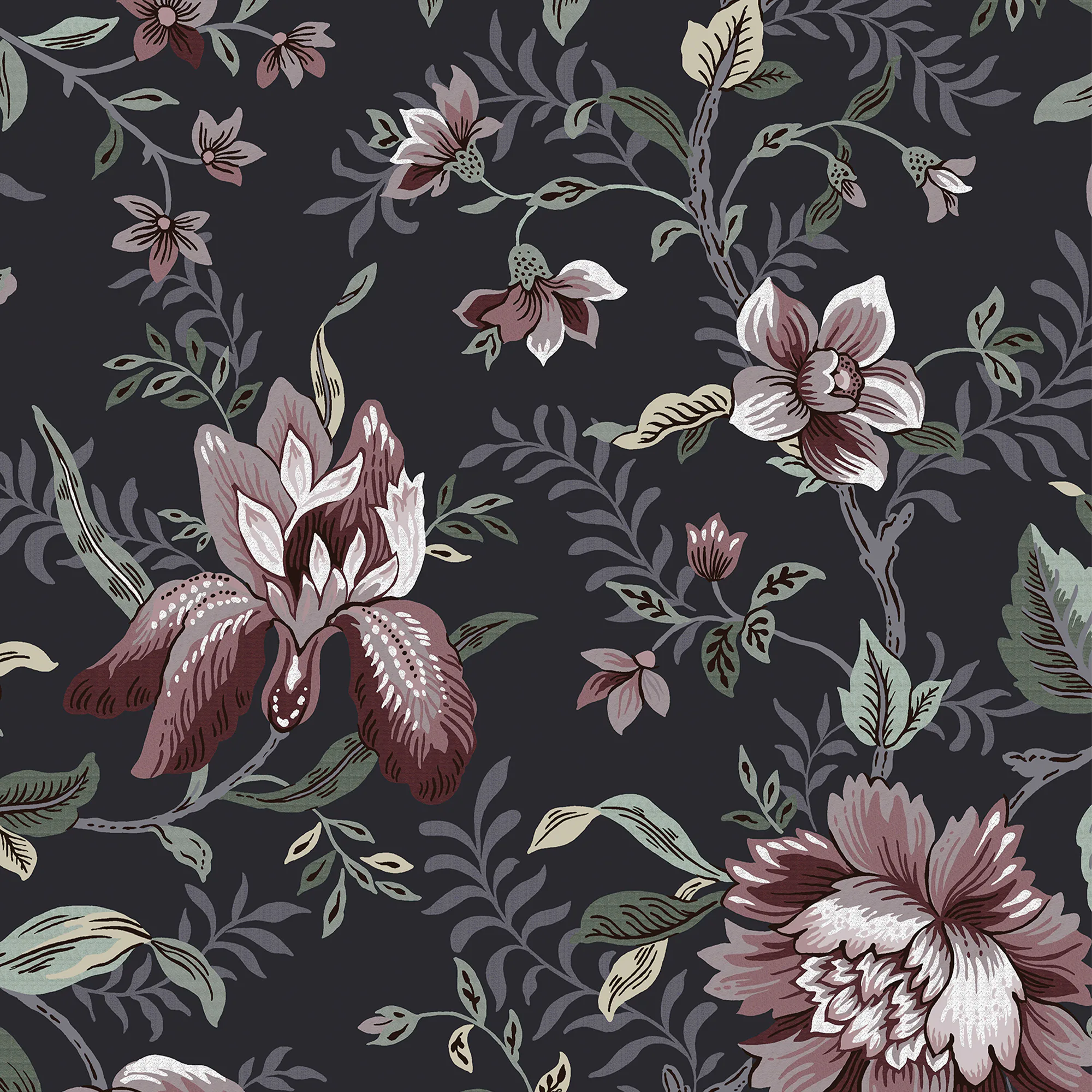 Tapet Laura Ashley Edita’s Garden Charcoal Grå 121090