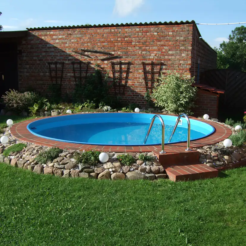 Stålväggspool Planet Pool Premium Inbyggd Rund Ø350 cm D:150 cm inkl SF8 Stege och Tillbehör