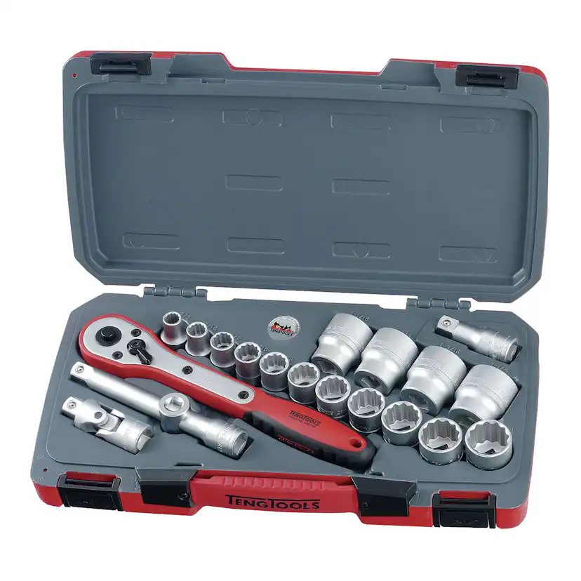 Hylsnyckelsats med 1/2 tum fyrkantsfäste Teng Tools T1220AF