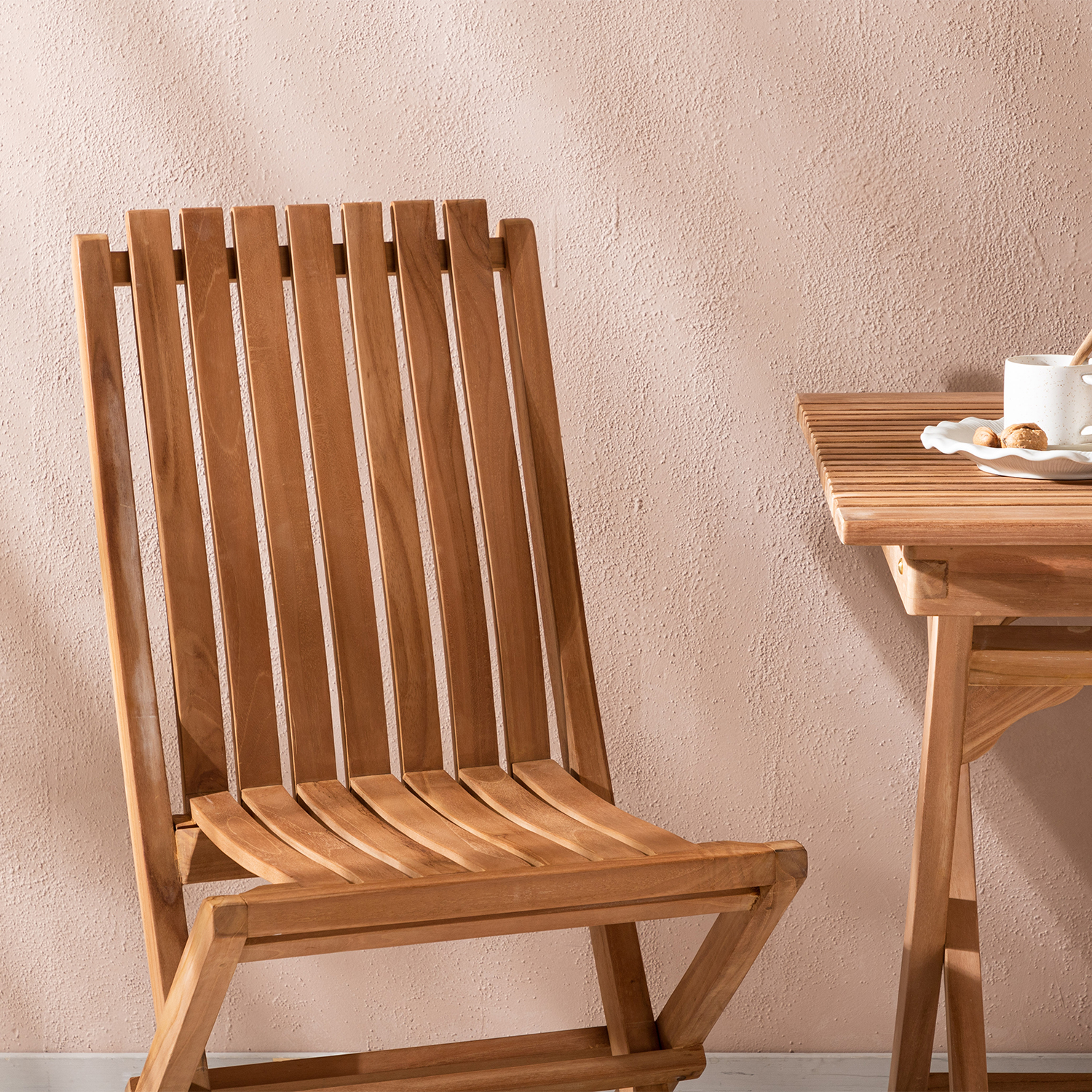 Cafégrupp Venture Home Ghana 70x70 med 2 Ghana Fällbara Trädgårdsstolar Utomhus