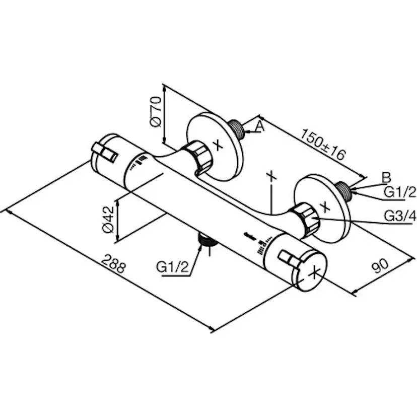Duschblandare Damixa Thermixa Zero Termostat 150 mm cc