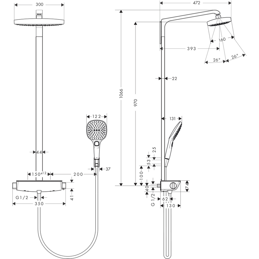 Takduschset Hansgrohe Raindance Select E 300 EcoSmart