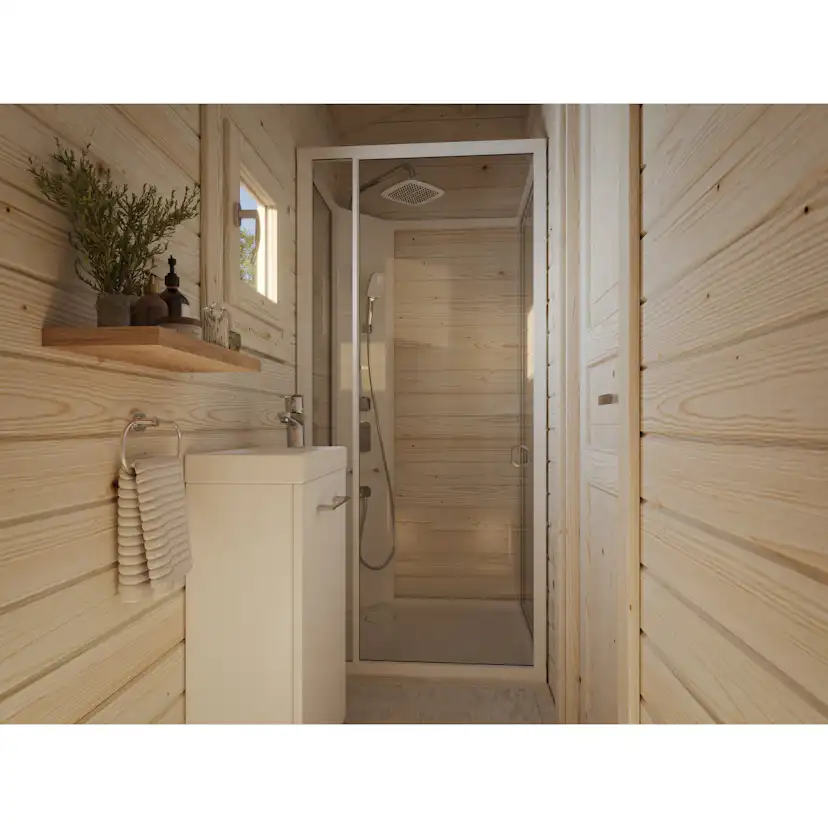 Fritidshus Palmako Sandra 38,6 m² Komplett Stuga med Altan & Sadeltak