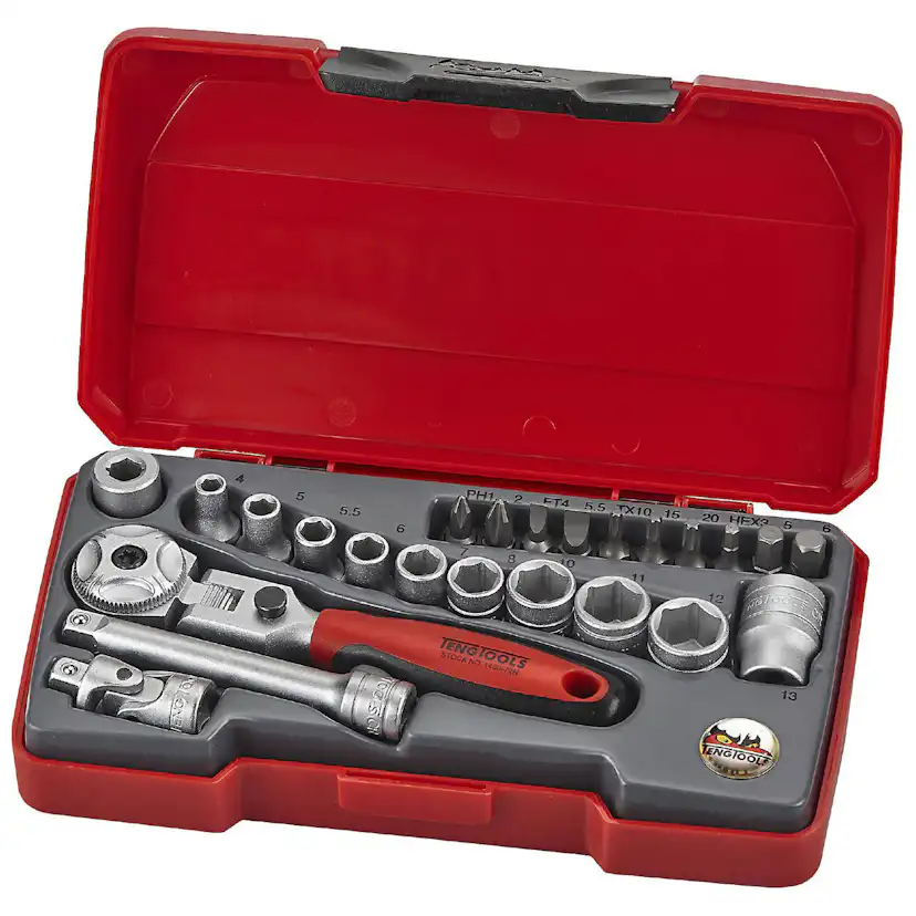 Hylsnyckelsats med 1/4 tum fyrkantsfäste Teng Tools T1424S