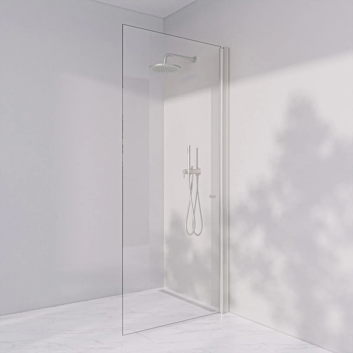 Invitrea Prime PH2/Högerhängd/90/Silvermatt/Järnfattigt glas Glastyp: Järnfattigt Klarglas, Profil: Silvermatt, Bredd: 900 mm