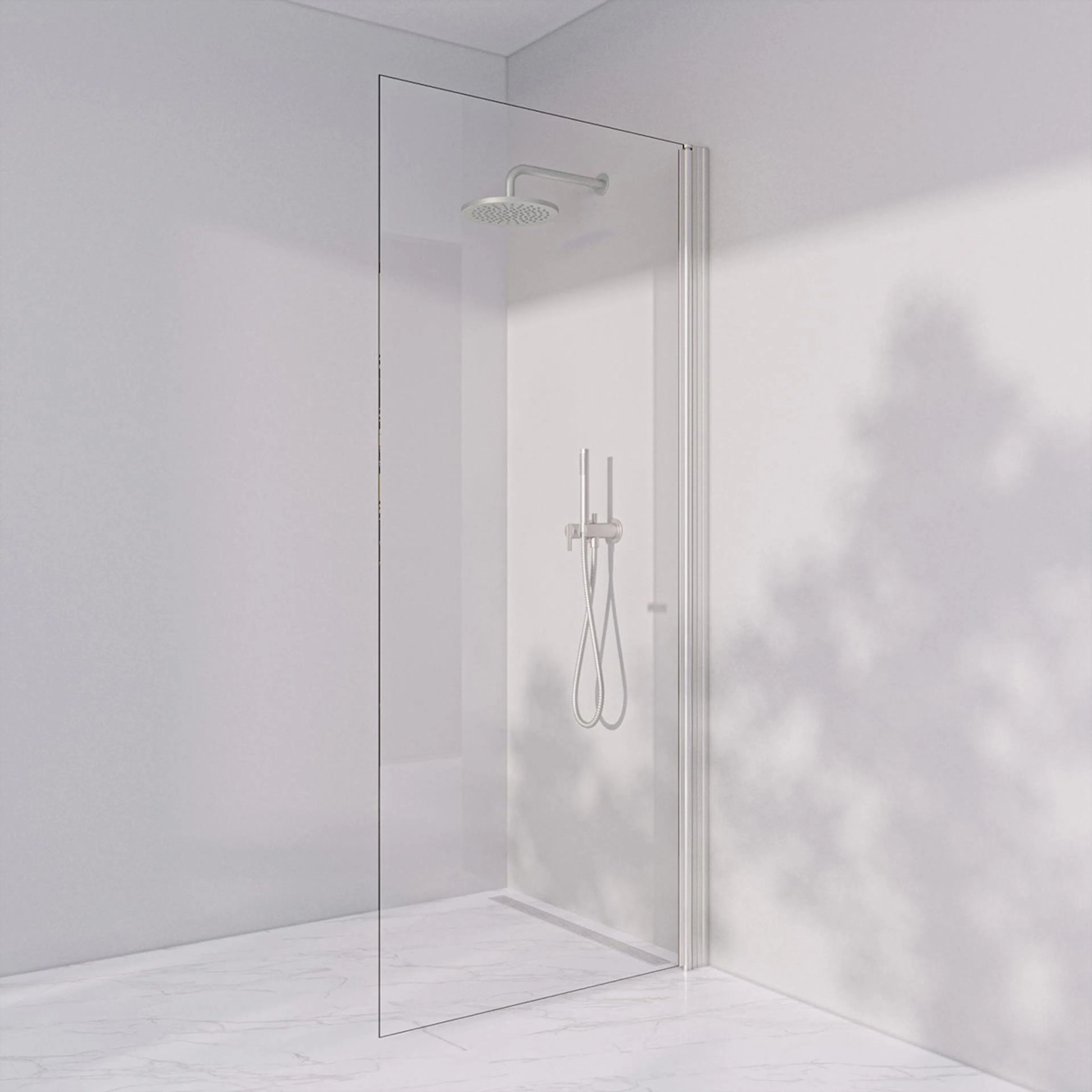 Invitrea Prime PH2/Högerhängd/90/Silvermatt/Järnfattigt glas Glastyp: Järnfattigt Klarglas, Profil: Silvermatt, Bredd: 900 mm