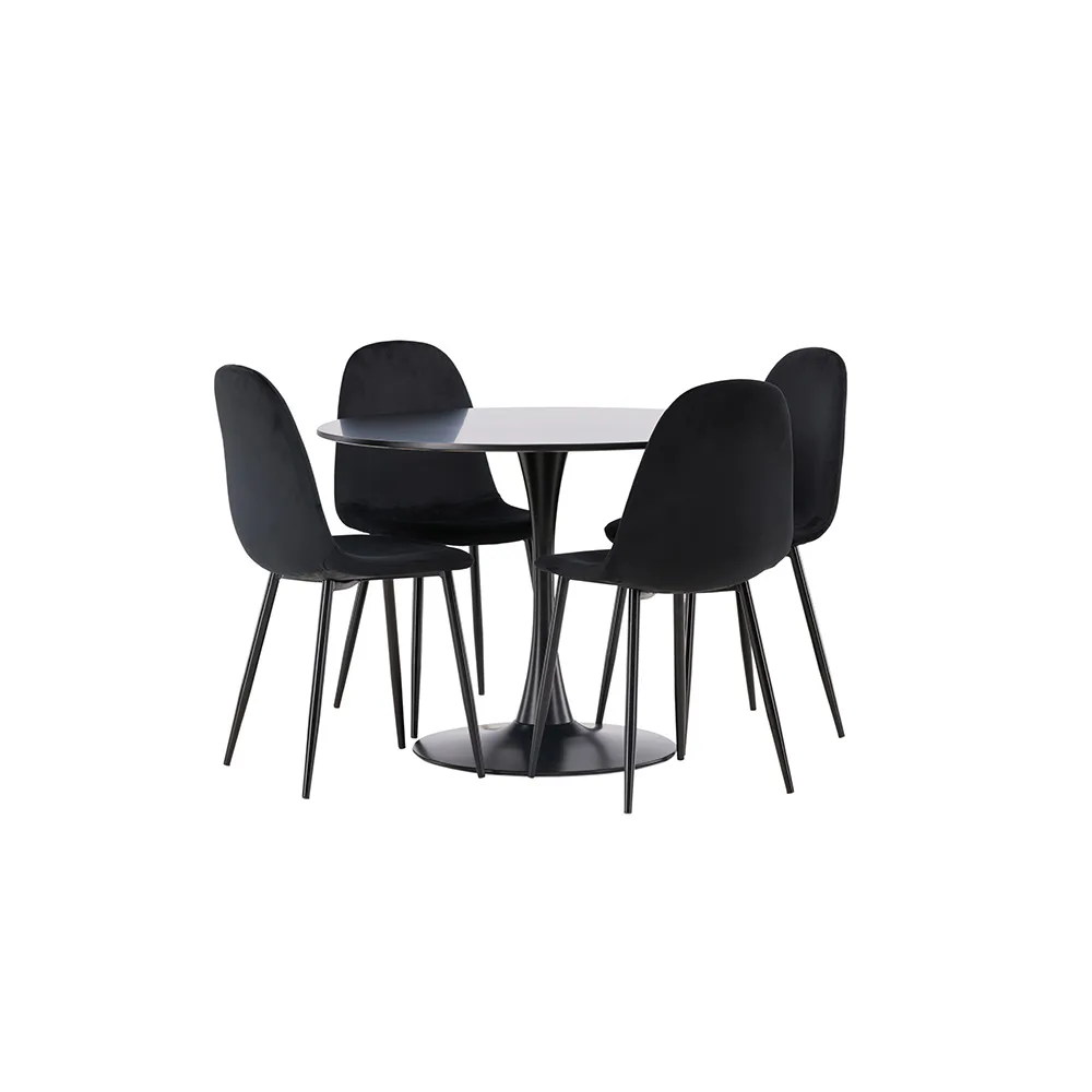 Matgrupp Venture Home Glade Ø 100 cm med 4 Polar Stolar Sammet