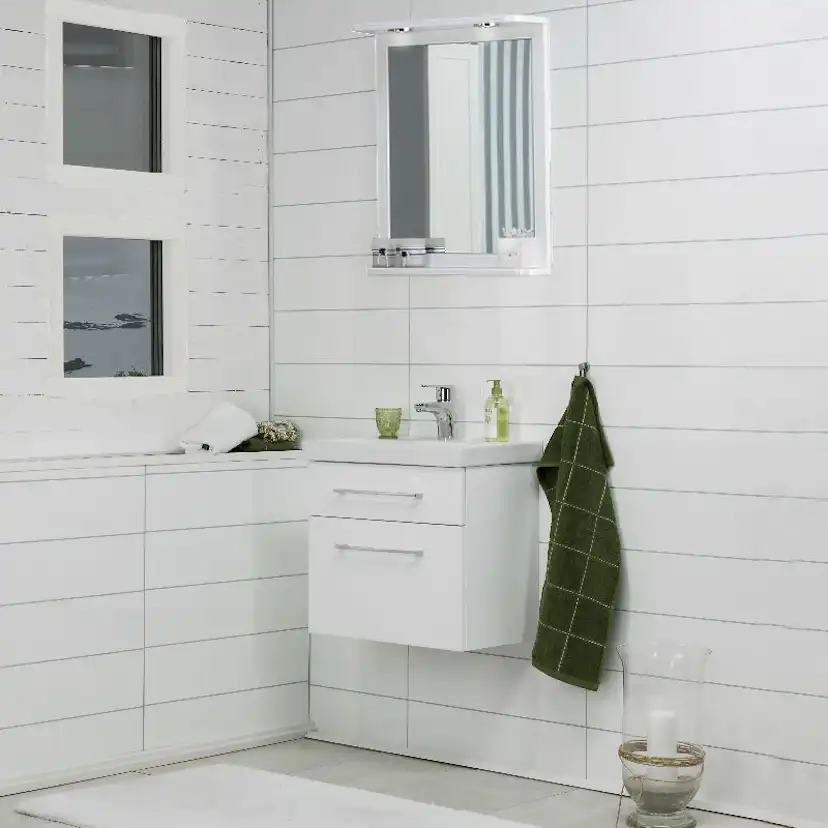 Möbelpaket Noro Fix Trend 550 Fix spegel Matt Vit med Blandare