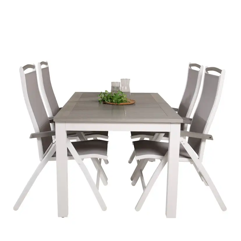 Albany Dining Table 152/210*90 - White Alu / Grey Aintwood+A Grå