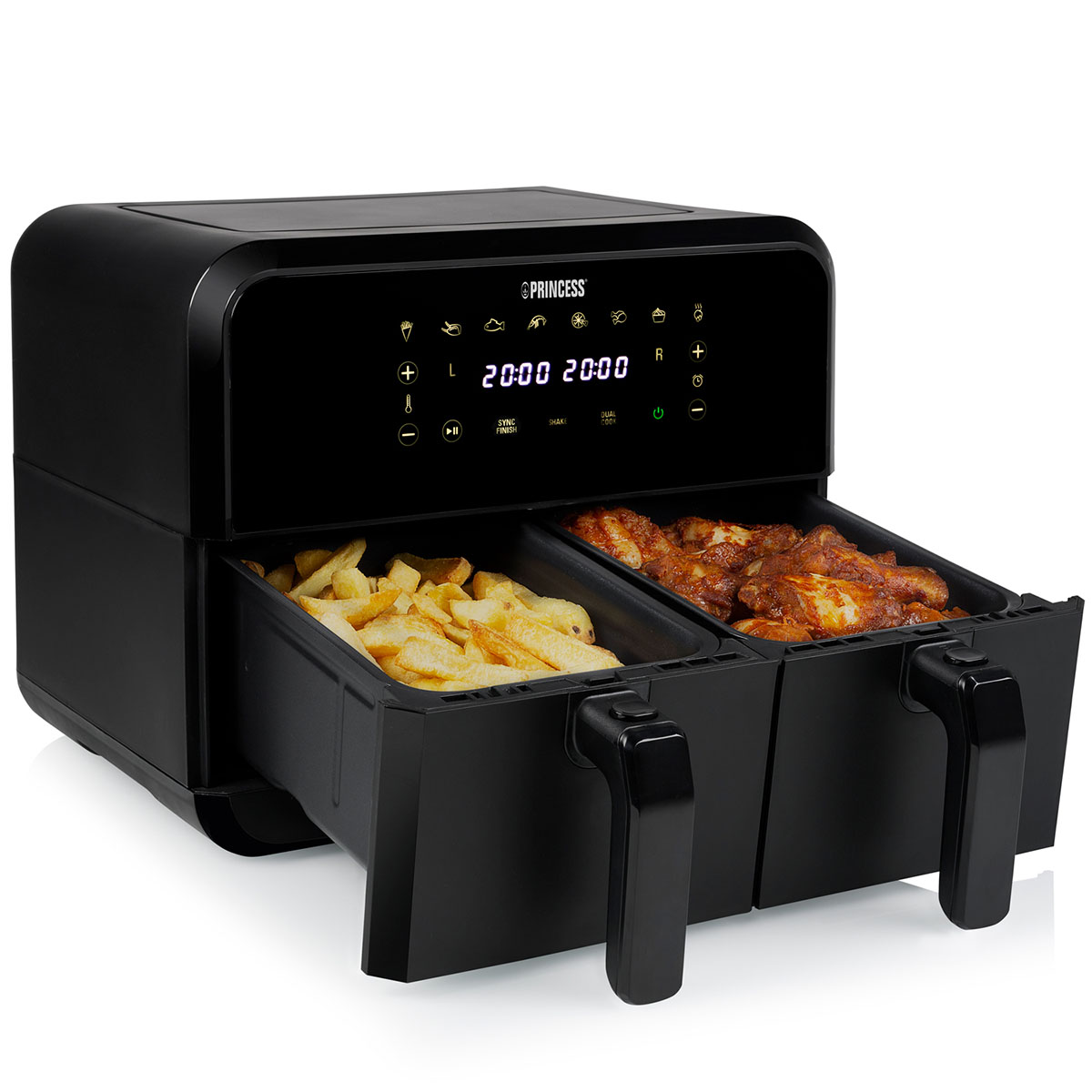 Luftfritös Princess Med Dubbla Korgar 2X4L 2400W 182068
