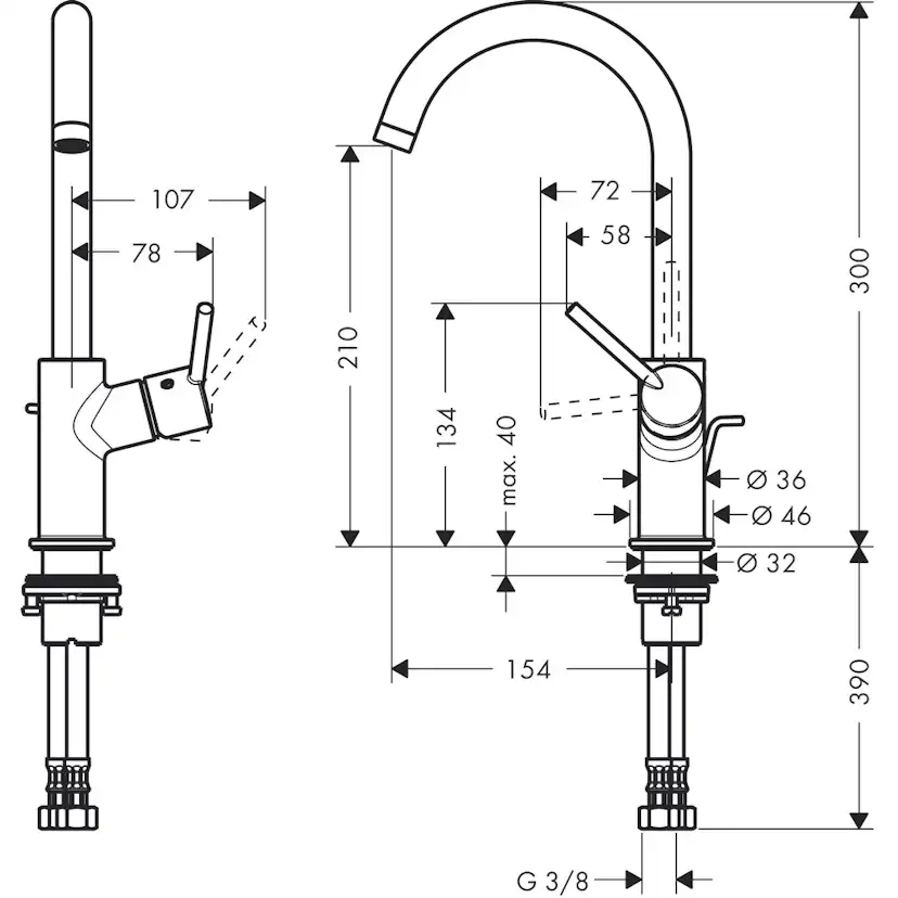 Tvättställsblandare Hansgrohe Talis 210