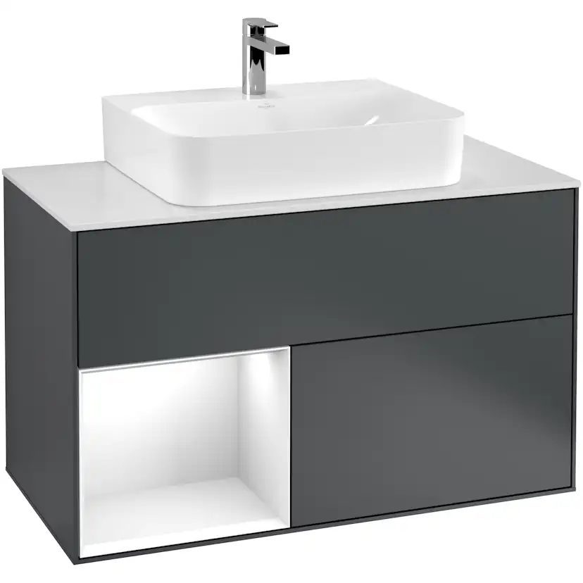 Tvättställsskåp Villeroy & Boch Finion med 2 Lådor Hylla och Bänkskiva för Centrerat Tvättställ