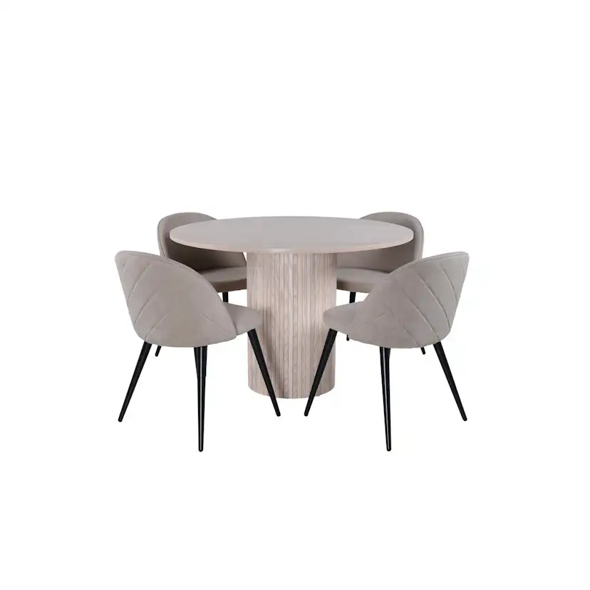 Matgrupp Venture Home Bianca Rund med 4 Valentina Stitcthes Stolar Polyester