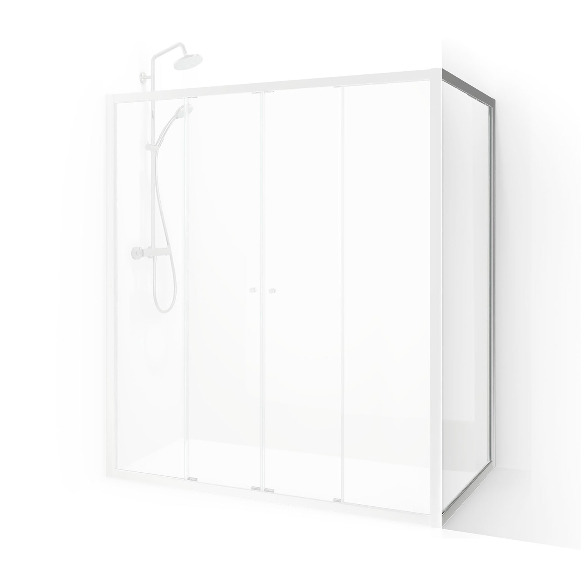 Flow Vinkelvagg 80 Nat Ic 800x1900 mm, Natur, Frostat Glas
