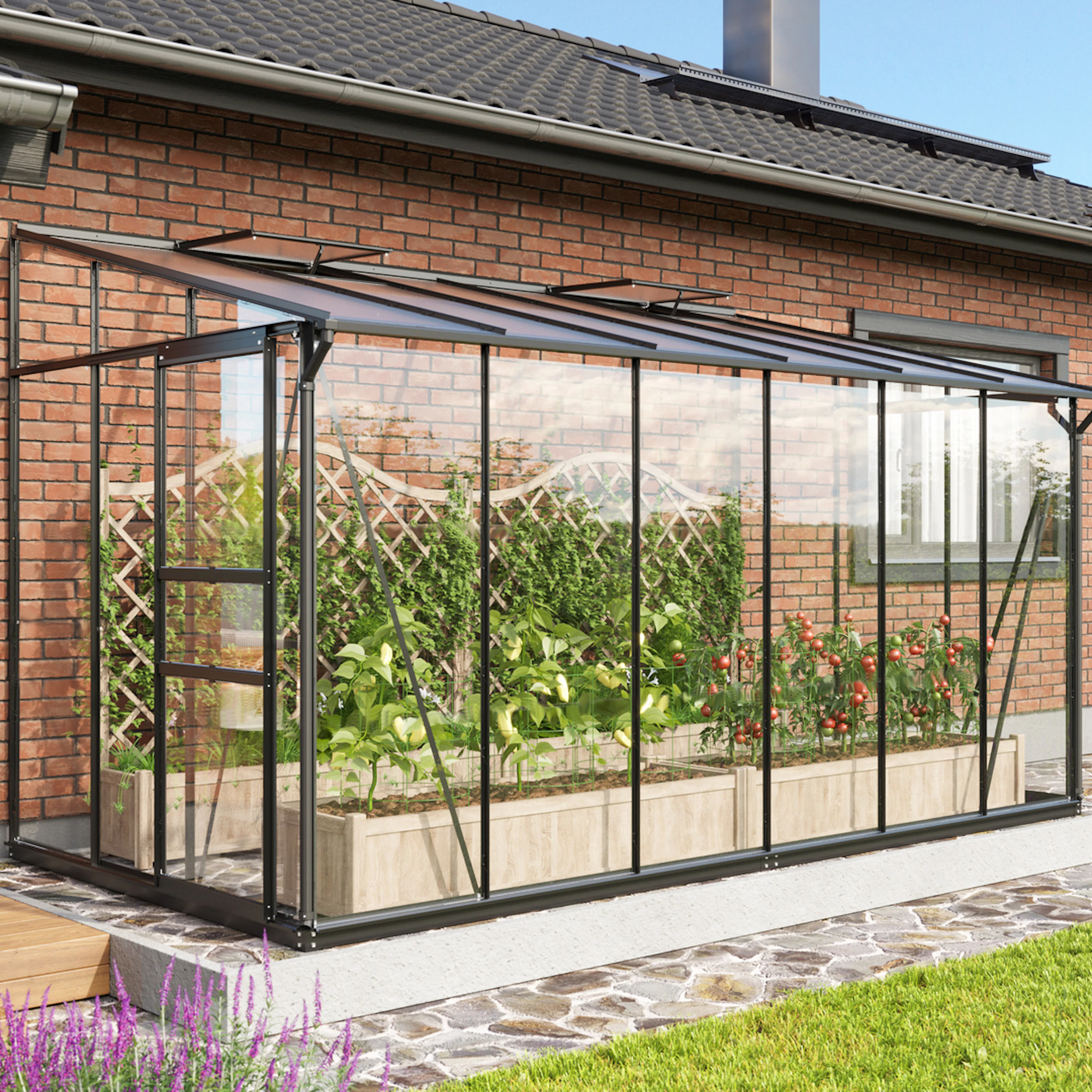 VITAVIA IDA 7800 SVART M/SOCKEL 3MM HÄRDAT GLAS / 6MM POLYTA Svart
