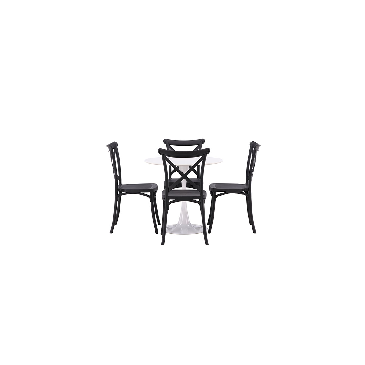 Matgrupp Venture Home Hamden Ø80 cm med 4 Crosett stolar