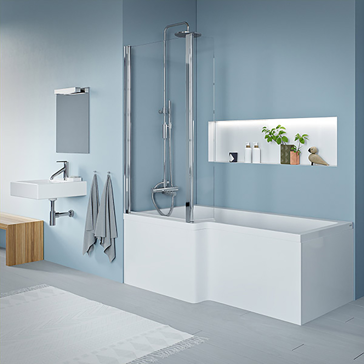 Quantum Showerbath Carr 1500x700/850mm Carronite®, Vänster