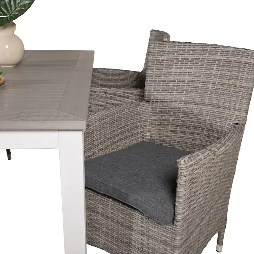 Albany Dining Table 152/210*90 - White Alu / Grey Aintwood+M Grå
