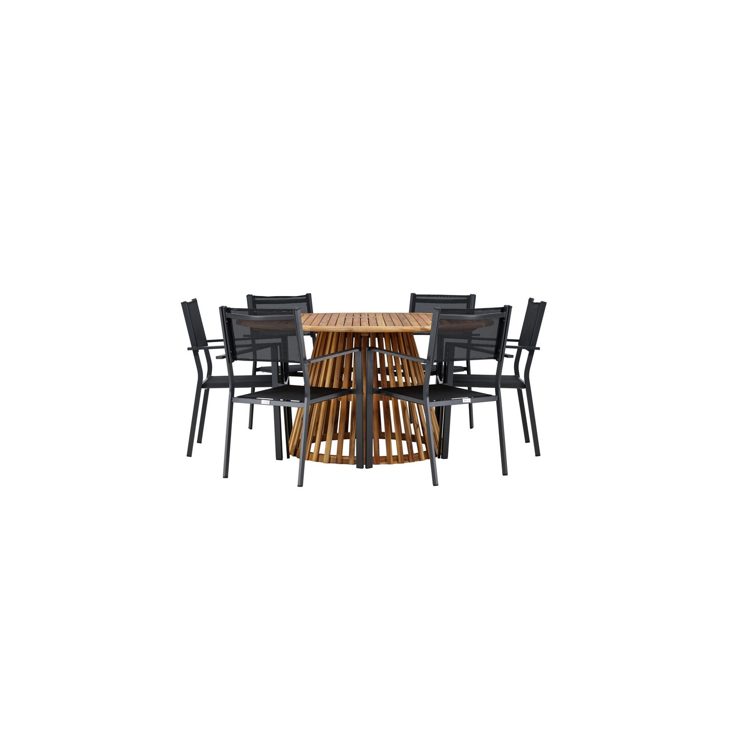 Tucumán Dining Table - Acacia ø120 +Copacabana Stacking Chai Trädgårdsgrupp Venture Home Tucumán med 6 Copacabana Stolar