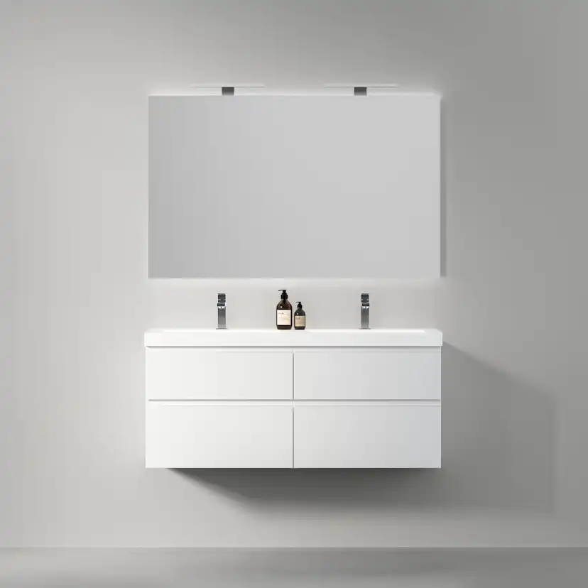 Möbelpaket INR Viskan Grip med Spegel Feel, Grepplist och Tvättställ med 4 Lådor