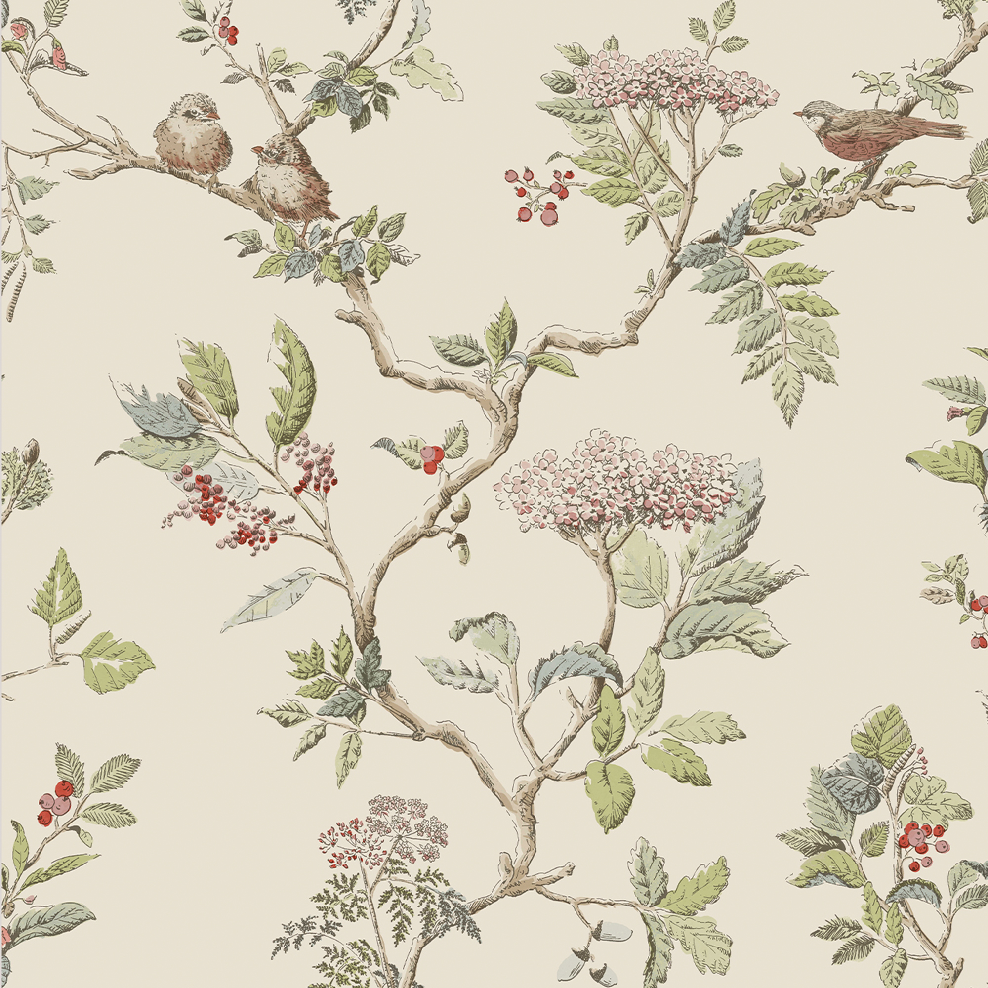 Tapet Laura Ashley Elderwood Naturel EasyUp, Mönstrad Flerfärgad