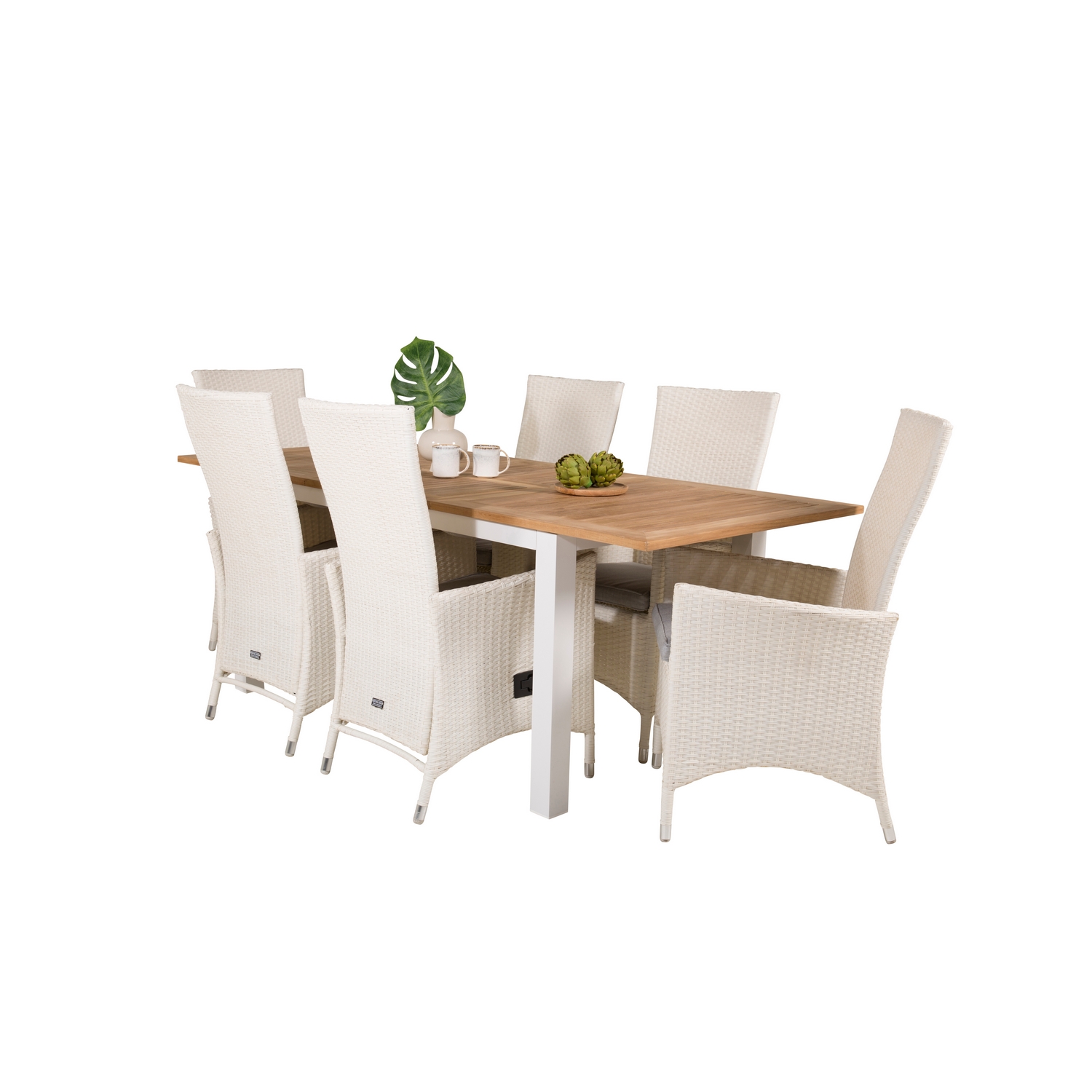 Panama Dining Table 152/210*90 - White Alu / Teak+Padova Arm Blanka Ben