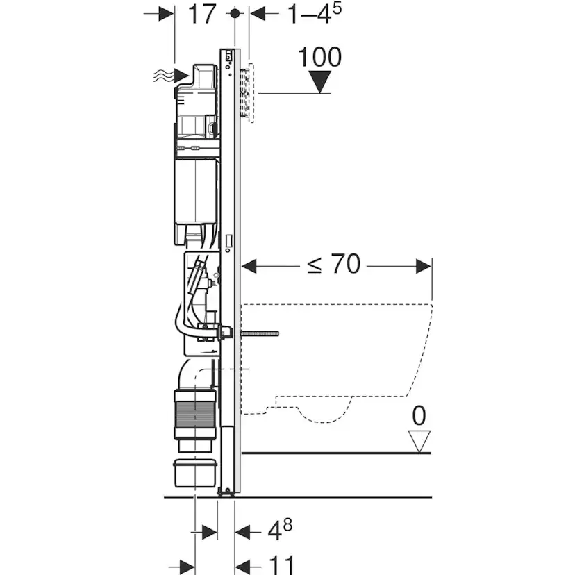 WC-Fixtur Geberit Duofix Sigma 112 cm Tillgänglighetsanpassat