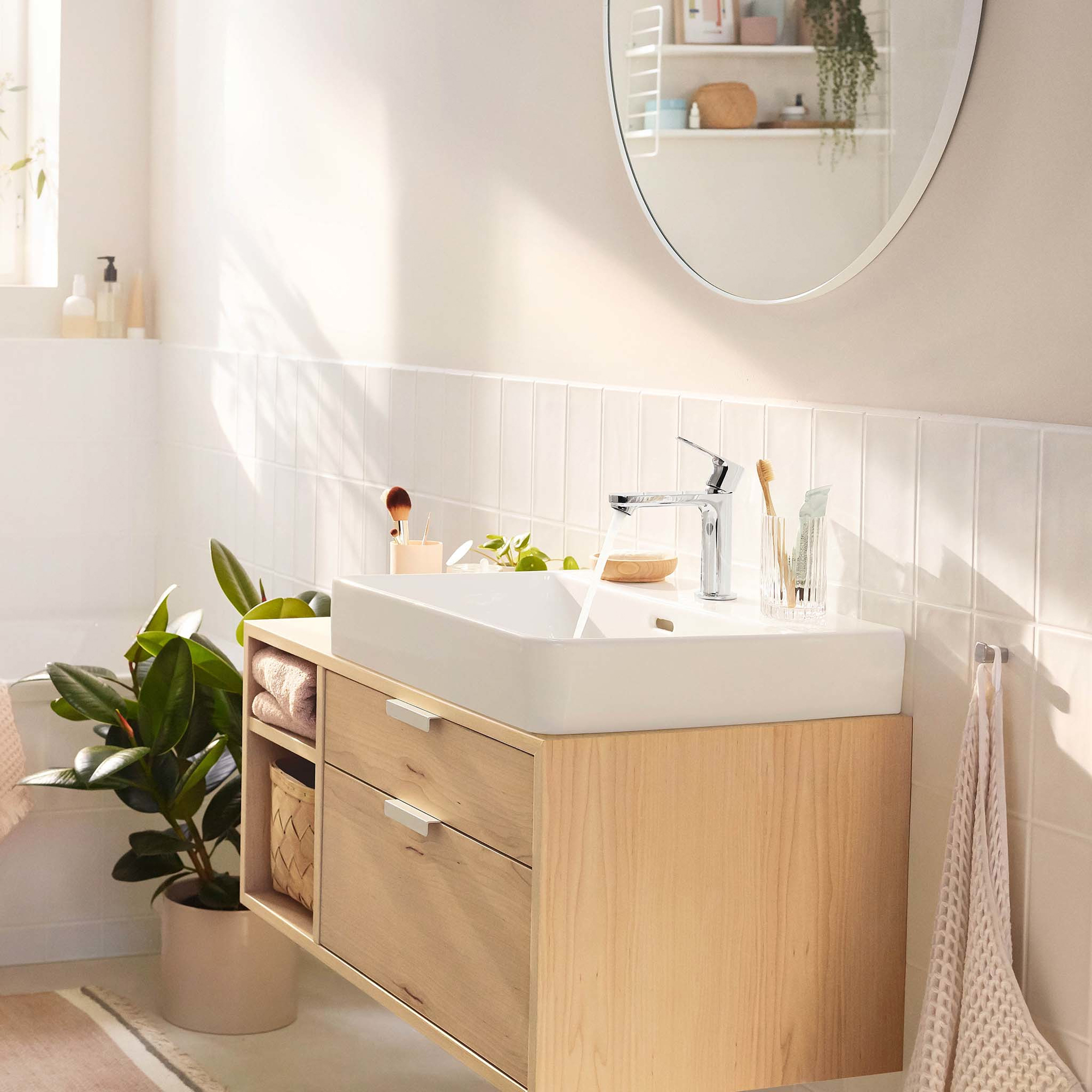 Tvättställsblandare Hansgrohe Rebris S 1-grepps 110 CoolStart med Lyftventil