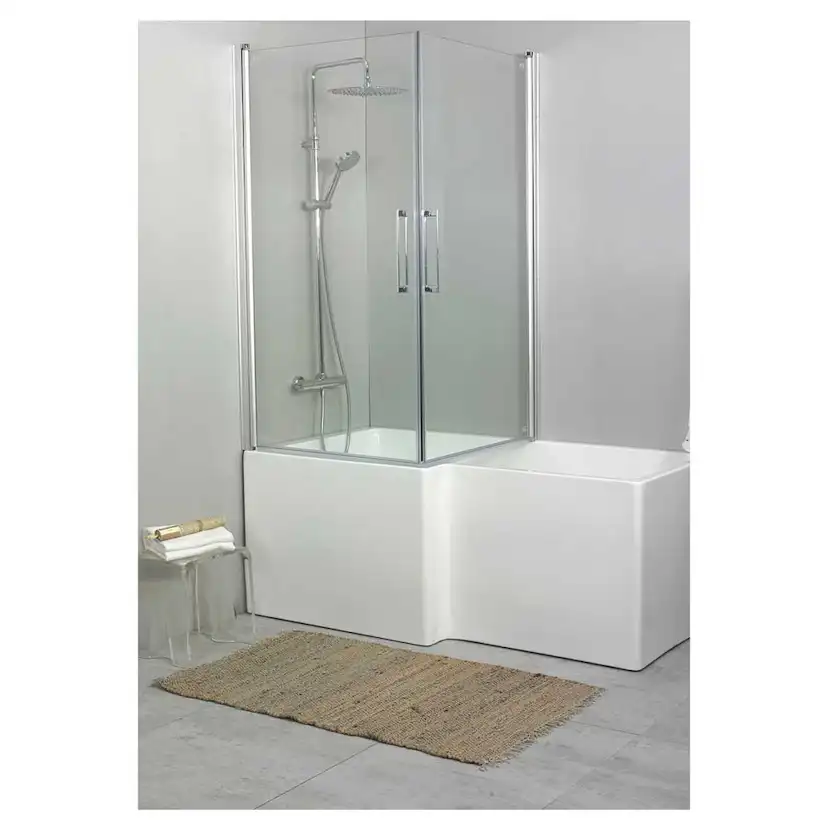BADKARSVÄGG FIX TREND BV 80 SILVER MATT Klarglas