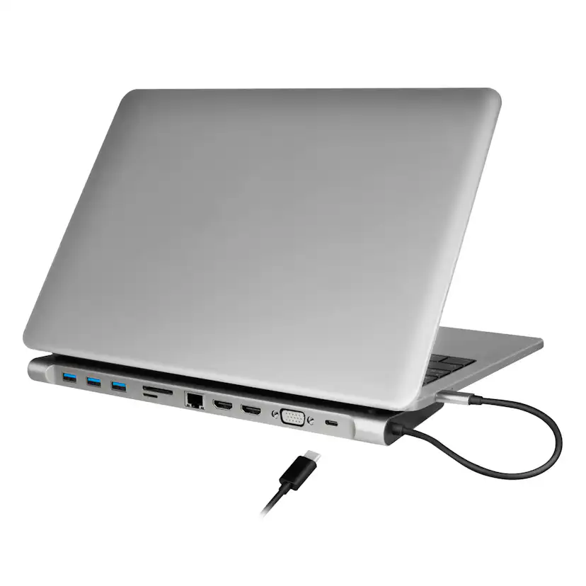 USB-C-docka LogiLink 11-i-1 HDMI/VGA/RJ45/USB-C 100W