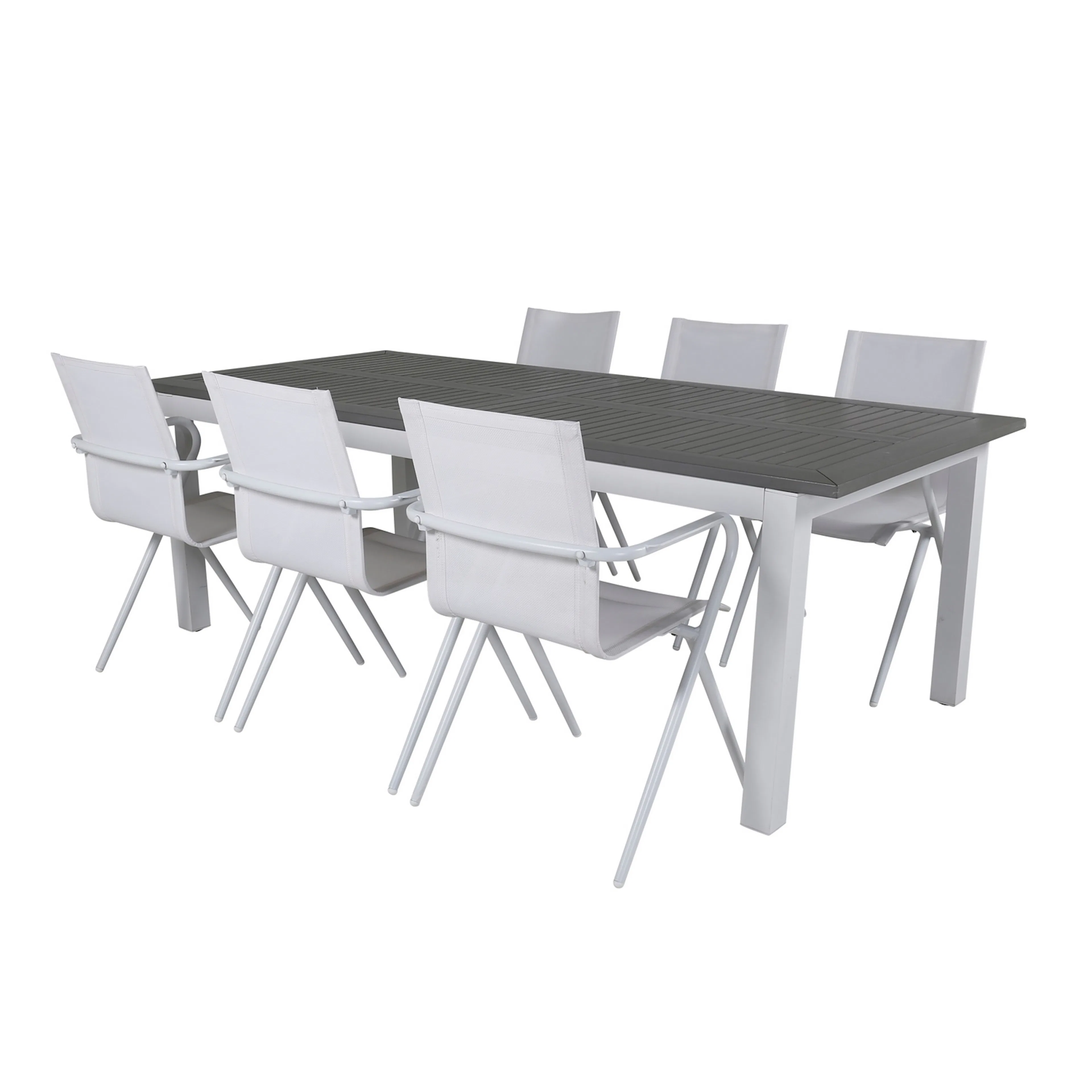 Matgrupp Venture Home Aleyna 224 Vit med 6 Aspen Matstolar