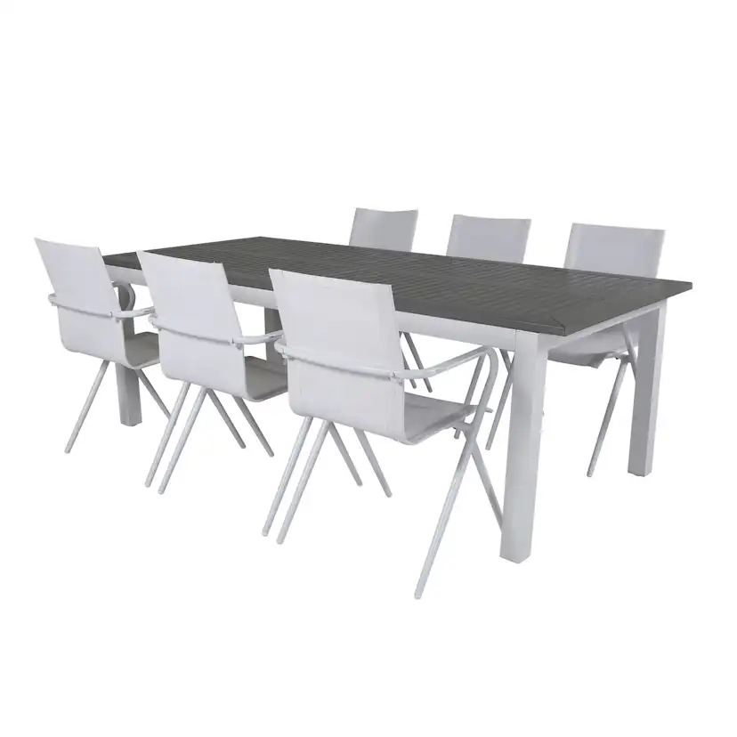 Matgrupp Venture Home Aleyna 224 Vit med 6 Aspen Matstolar