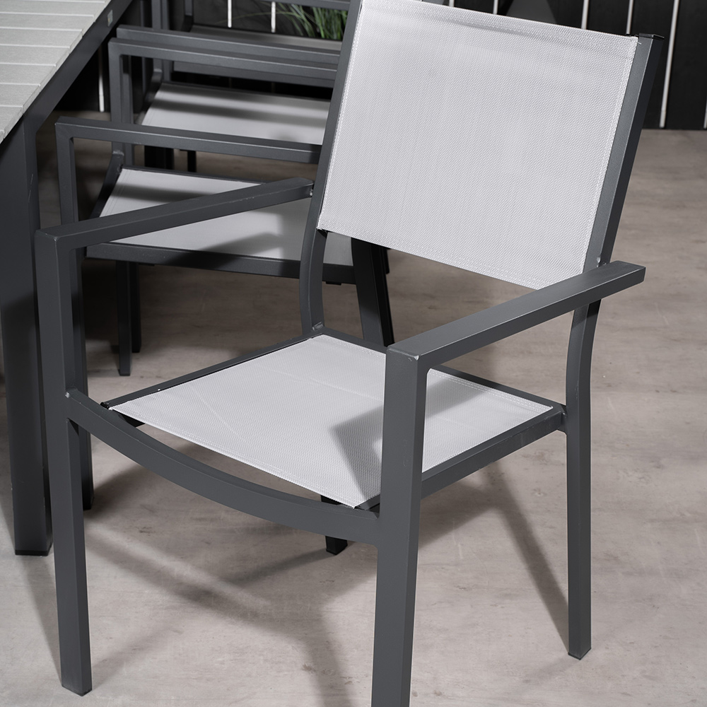 Matgrupp Venture Home Lova 160/240 med 8 Copacabana Karmstolar