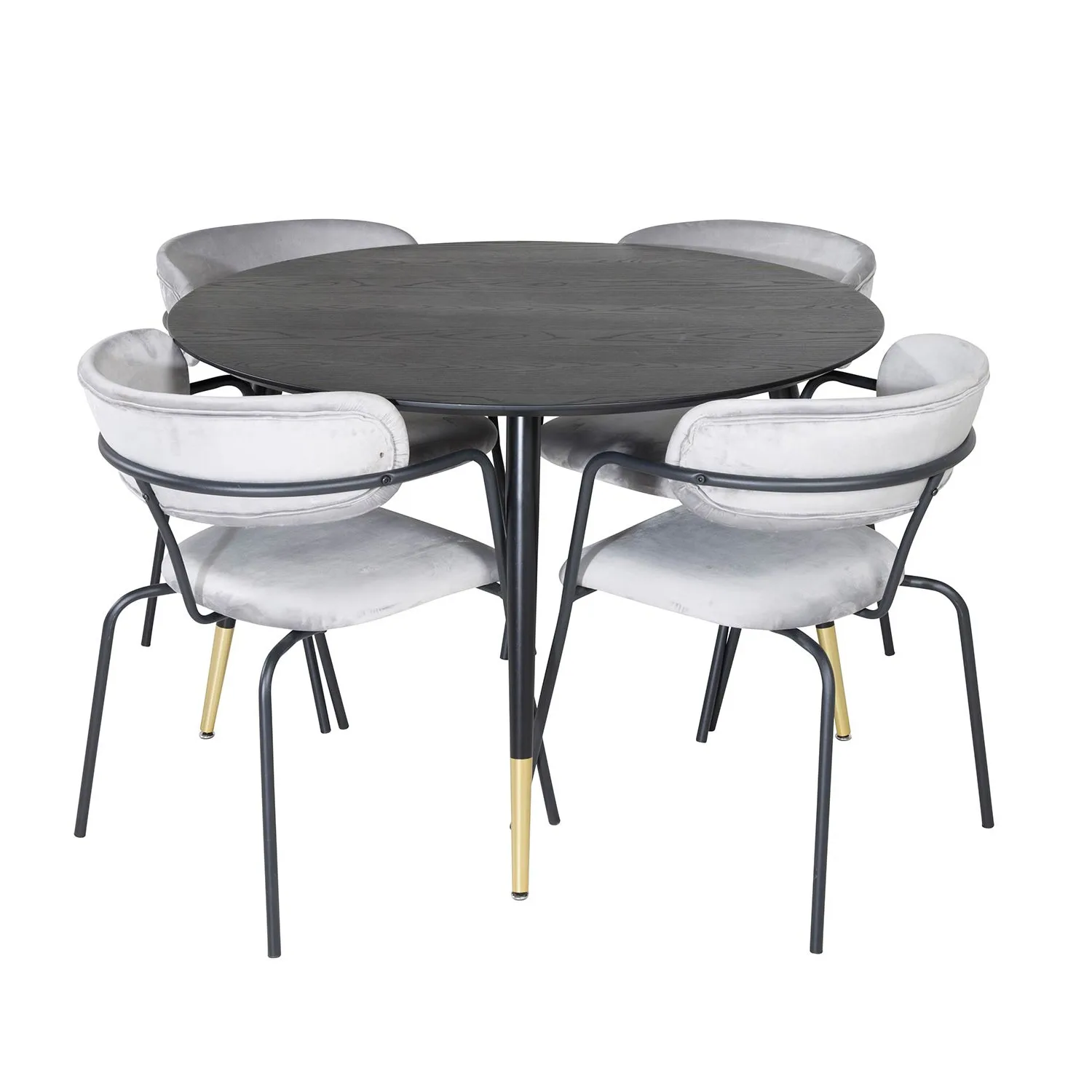 Dipp Table -Black/Arrow armchair - -Grey Velvet_4 Svart/Mässing/Grå