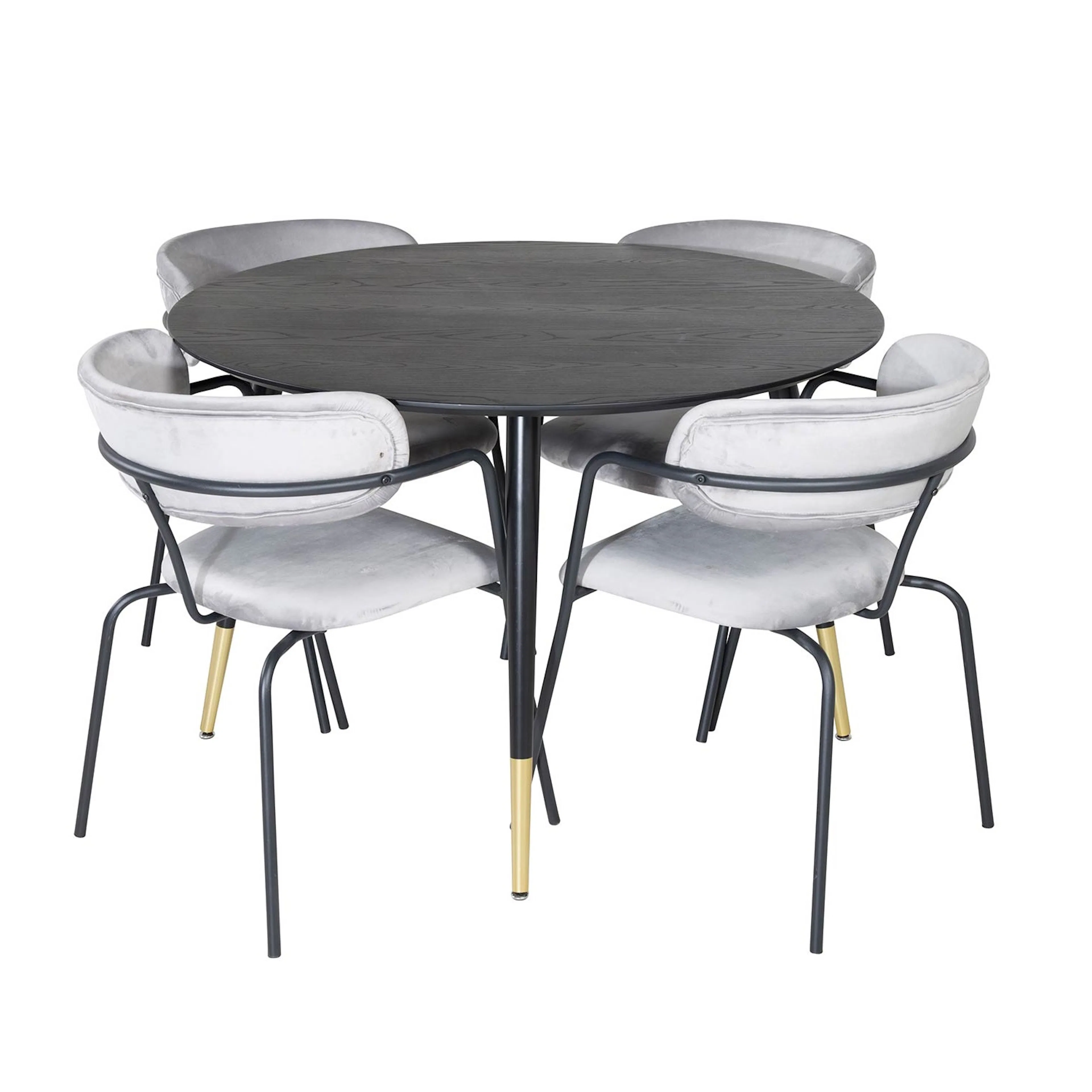 Dipp Table -Black/Arrow armchair - -Grey Velvet_4 Svart/Mässing/Grå