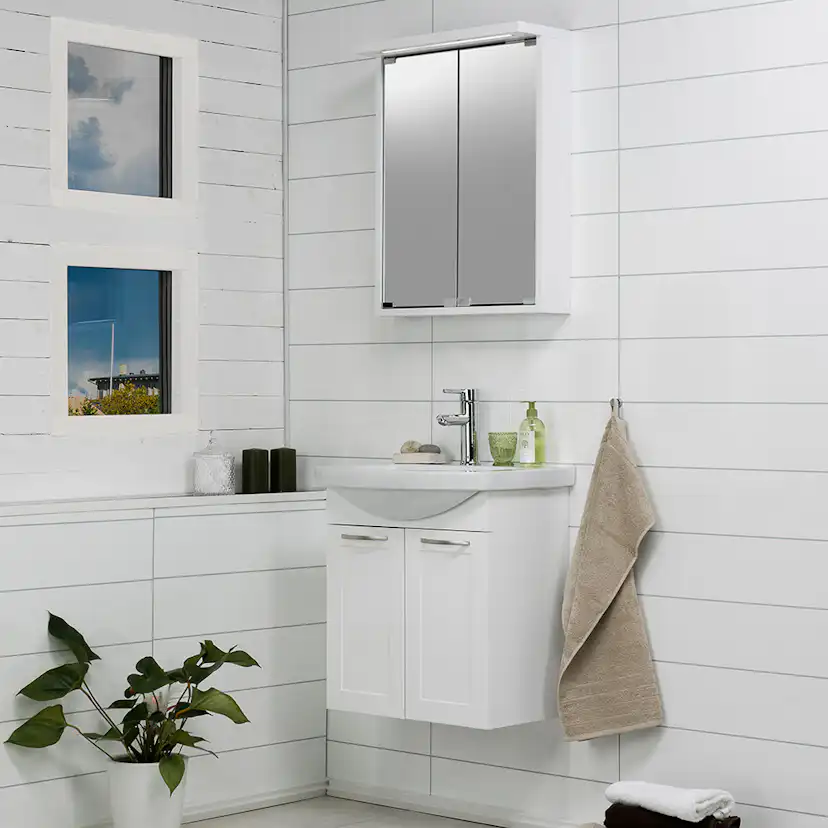 Möbelpaket Noro Fix Matt Vit Ramlucka Spegelskåp