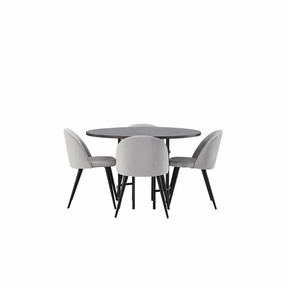 Copenhagen Dining Table - Black / Mocca Veneer +Velvet Dinin Grå/Ek