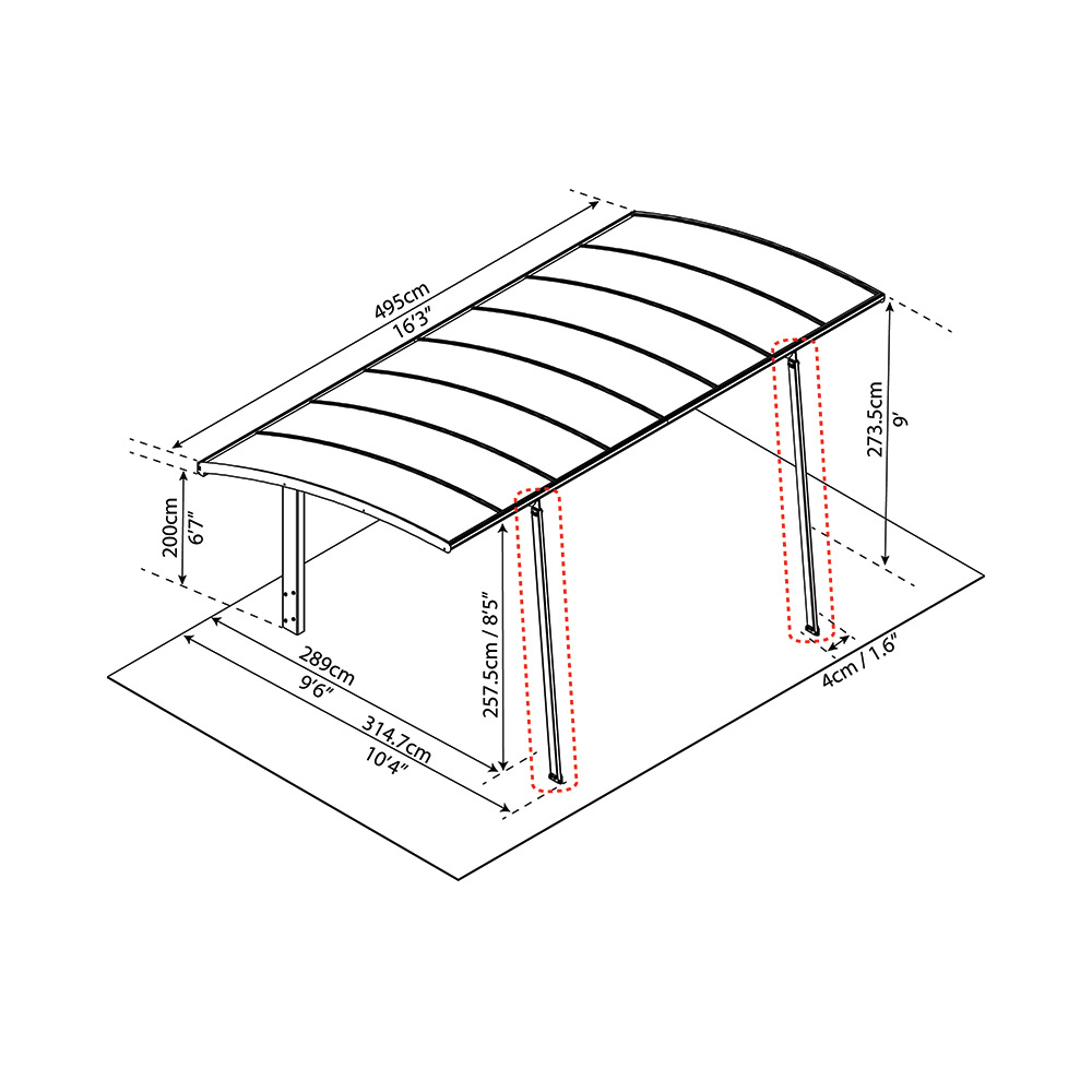 Carport Canopia by Palram Arizona Breeze I Metall 3x5 m Specialförpackning