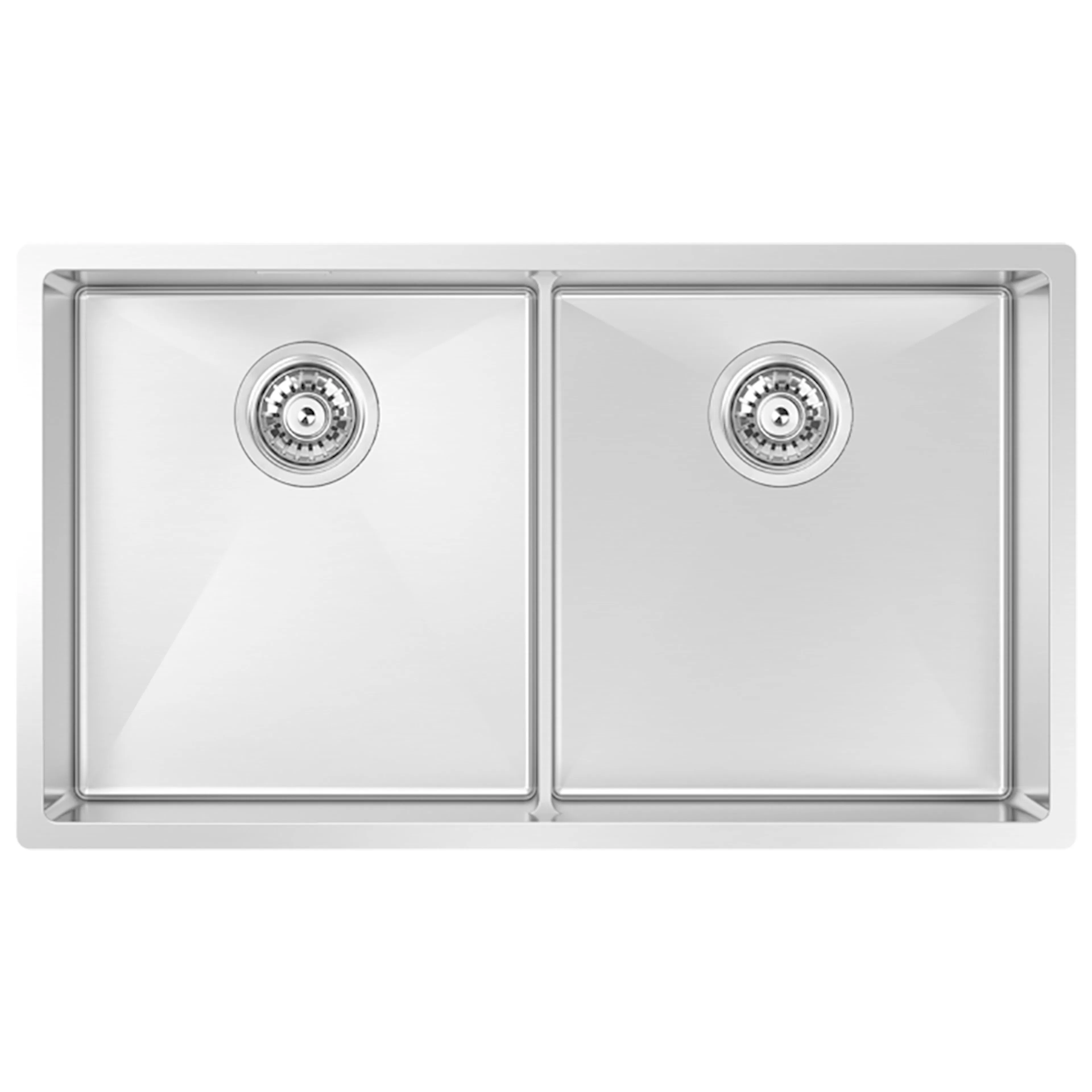 Diskho DecoSteel Combo Slim 3636 Rostfri Dubbel med Korgventil & Vattenlås