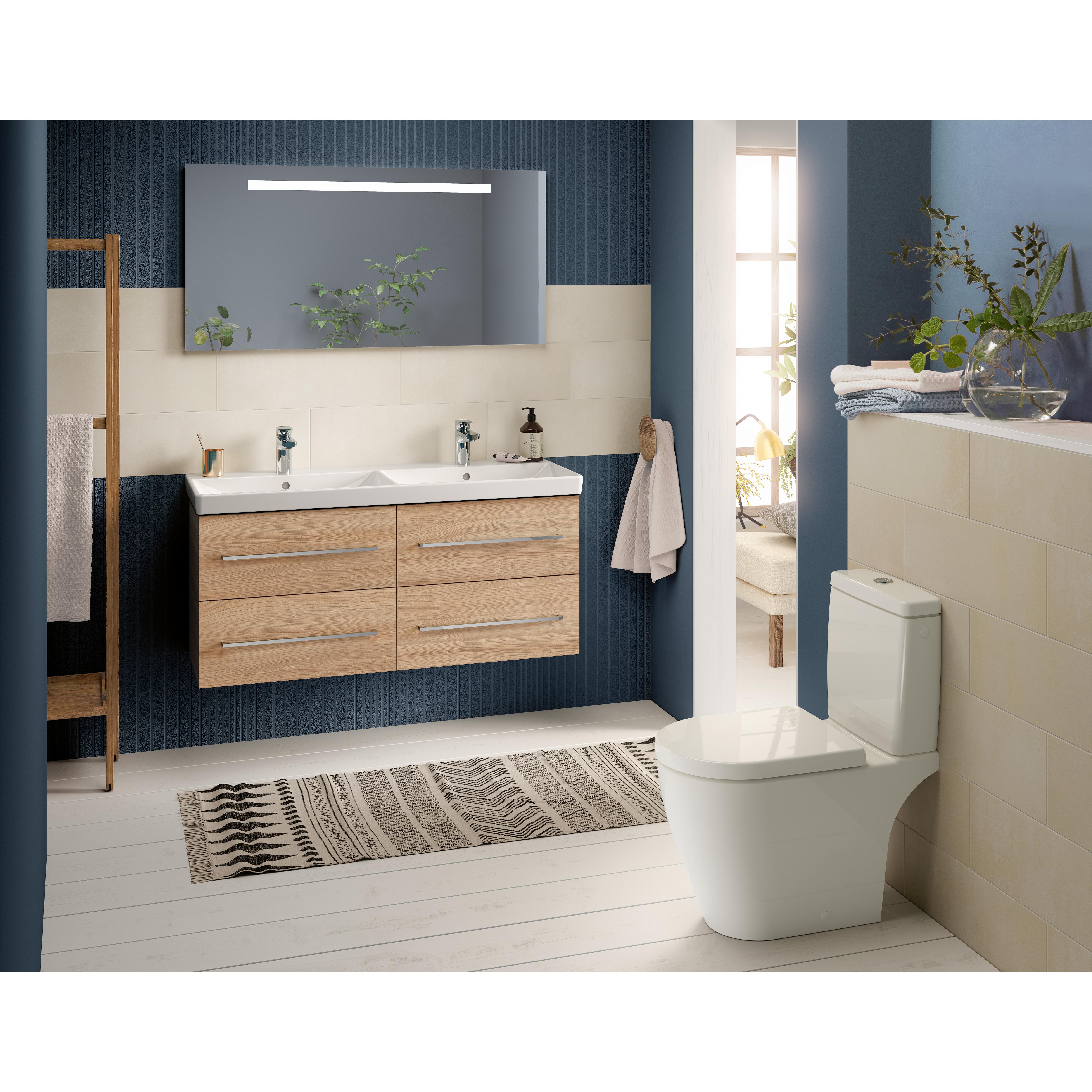 Tvättställ villeroy & Boch Avento 4A23CK01 Vit Alpin, Med Bräddavlopp, för Två Trehålsblandare