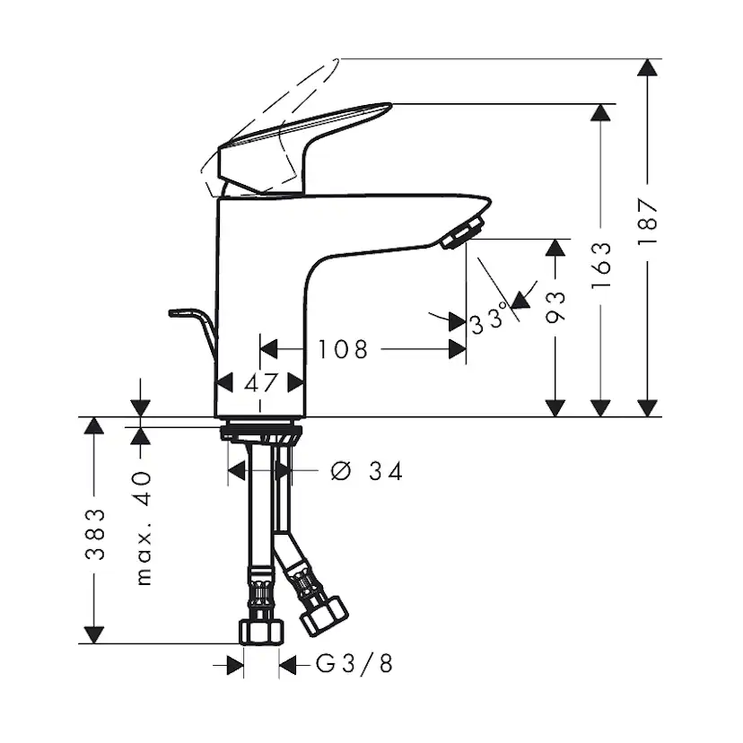 Tvättställsblandare Hansgrohe Logis 100