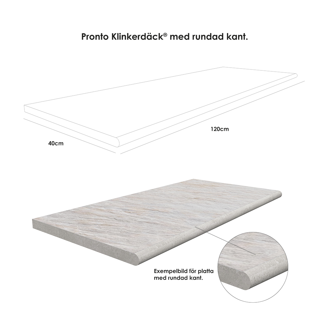 Poolkant/trappsteg Pronto Klinkerdäck Cortina Basalto 40x120 cm