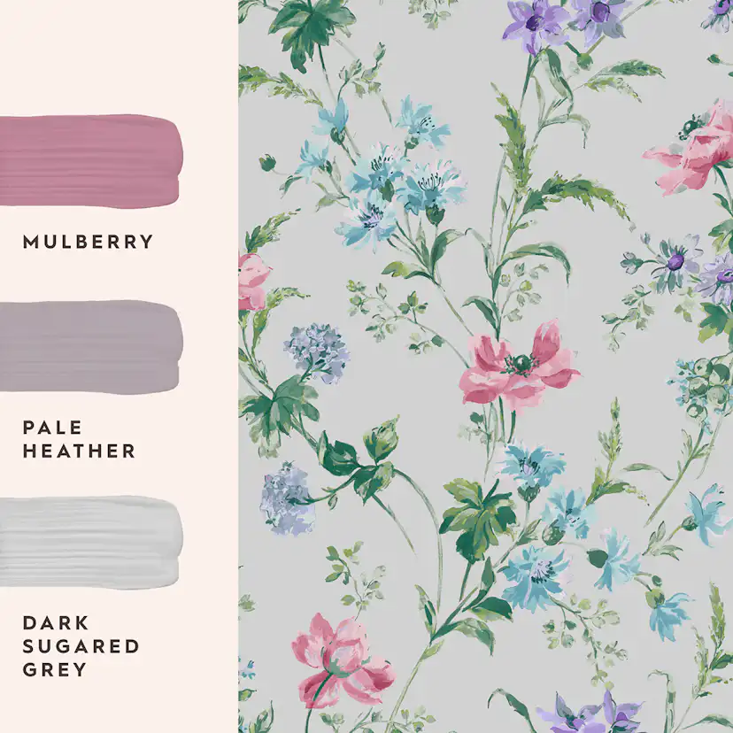 Tapet Laura Ashley Poppy Meadow Lila