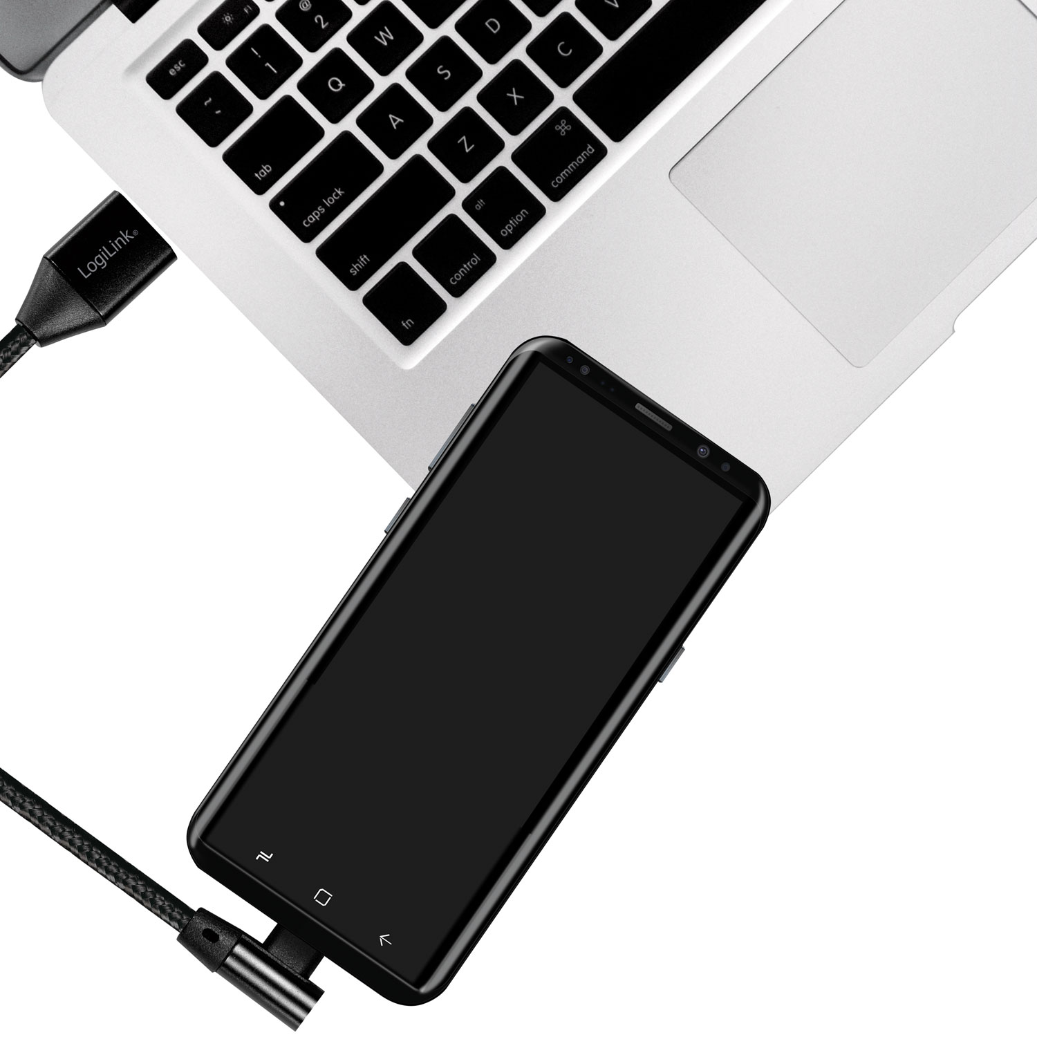 Vinklad USB-C-kabel LogiLink USB 2.0 Max 3A 1 m