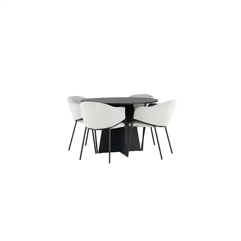 Matgrupp Venture Home Bootcut Ø110 cm med 4 st Evelina stolar