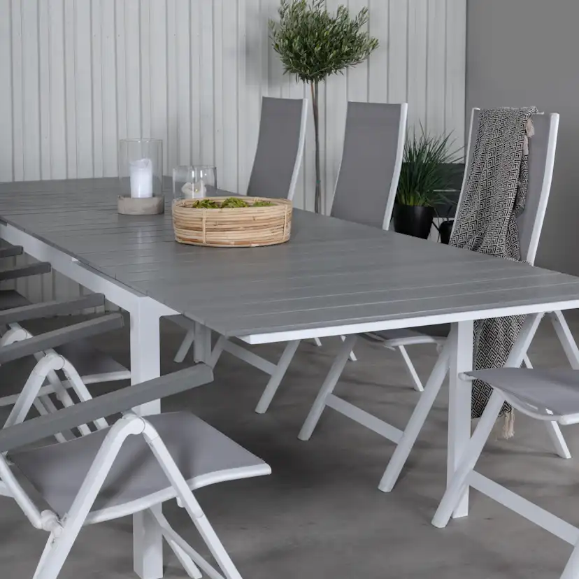 Matgrupp Venture Home Lova 224 Vit med 8 Aleyna Positionsstolar