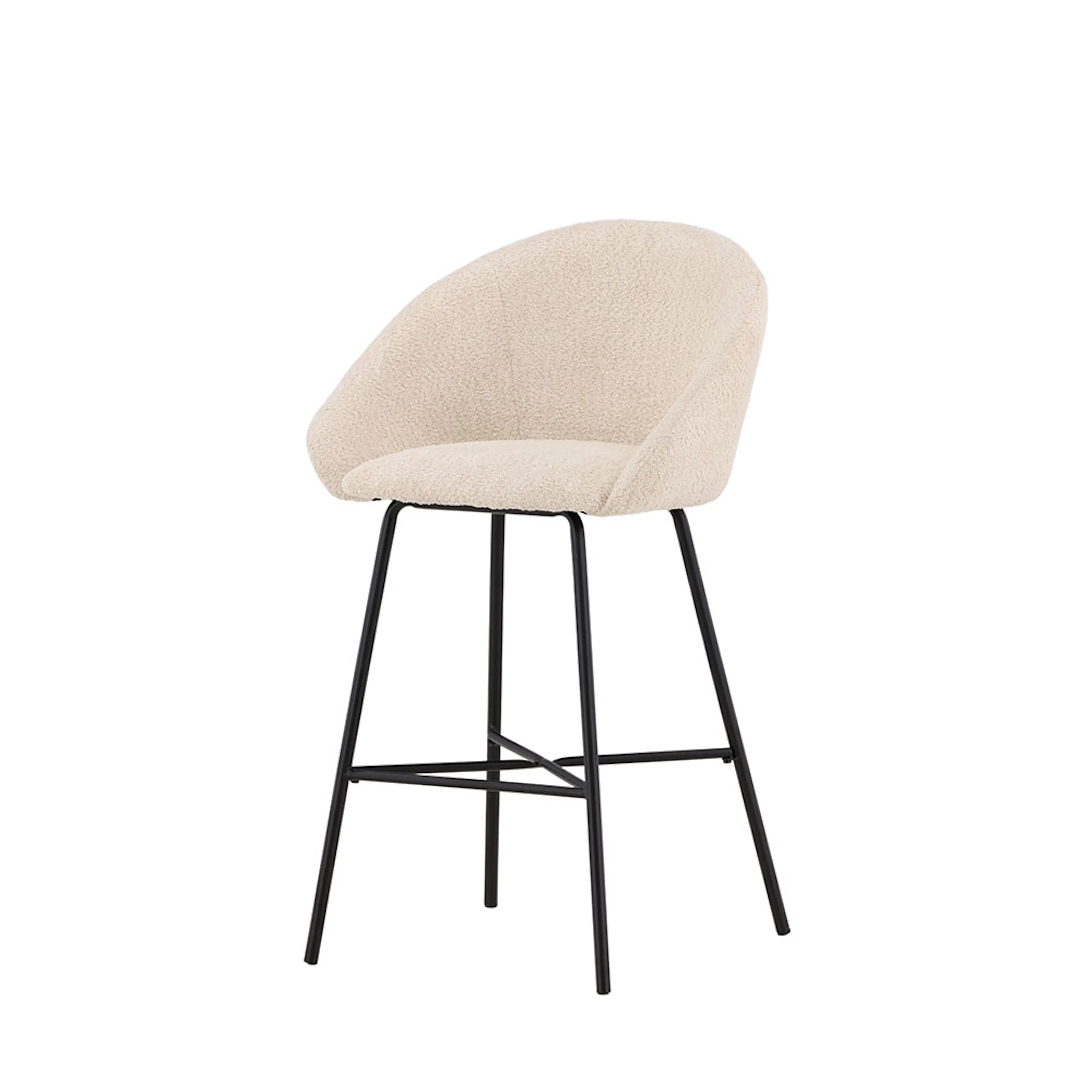 Velvet Bar Chair - Black/White Teddy Beige